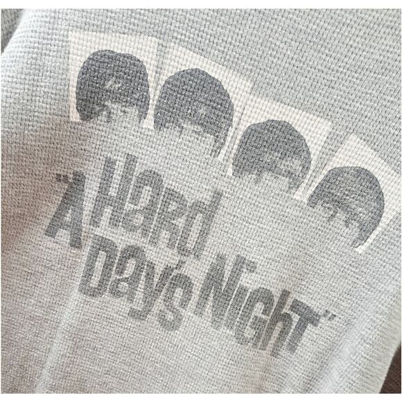 Vintage Y2K The Beatles A Hard Day's Night Gray Medium Long-Sleeve Thermal Shirt - Picture 1 of 6